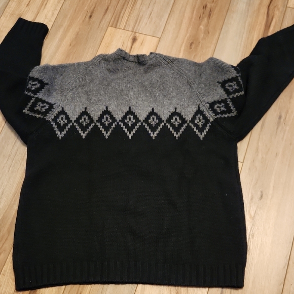 Eddie Bauer Men's Lambswool Black and Gray Crewneck Sweater Ski Winter Size XL - Picture 5 of 5